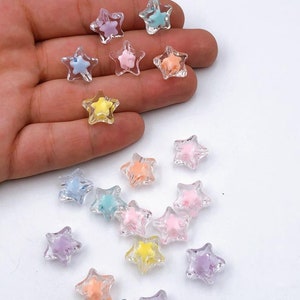 220 PCS Star Beads, 10mm Friendship Bracelet Beads Clear Acrylic Star Shape  Spacer Beads Colored Star Beads for DIY Jewelry Bracelet Earring Necklace