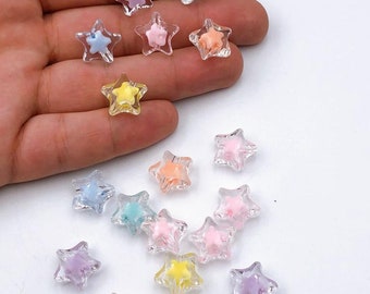 14mm Star Shaped Pastel Colored Transparent Acrylic Beads, Star Acrylic Beads, Colorful Little Resin Star Beads for Jewelry Making