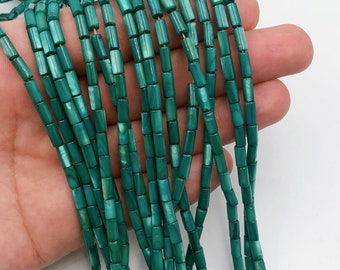 Laser Turquoise Tube Beads: Natural Gemstone Jewelry Making (4x8mm)