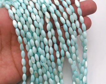 Natural Rice Shape Beads Mother of Pearl Rice Beads Yoga Healing Beads Rice Pearl Necklace Bulk Gemstone Beads for Jewelry Making