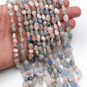 Natural Loose Pebble Shaped Morganite Beads for Handcrafted Gemstone Jewelry Healing Energy Beads