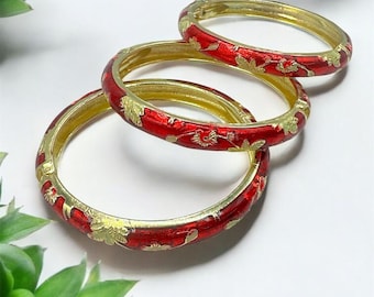 Vintage Cloisonne Flower Bangle: Enamel Floral Bracelet