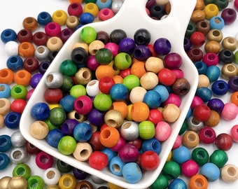 Wooden Mixed Color Round Spacer Beads for Jewelry Making Craft Supplies DIY 8mm 10mm