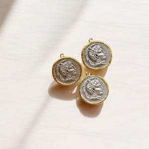 Double- Sided Ancient Greek Coin Pendant, Gold Silver Medallion Pendant, Ancient Roman Coin Jewelry, Greek Necklace
