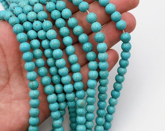 Natural Turquoise Stone Beads: Round Gemstone Beads (4mm 6mm 8mm)