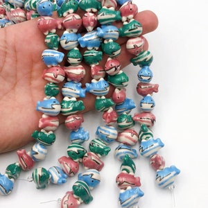 Handmade Fish Shaped Porcelain Ceramic Beads for Jewelry Making, Ceramic Fish Charm for Jewelry, Craft Supplies