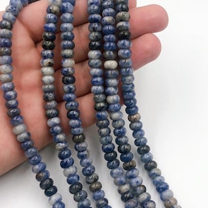 Blue Rondelle Sodalite Beads for Jewelry Making, Genuine Natural Gemstone Loose Beads