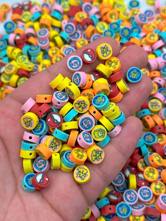 Pokemon Polymer Clay Beads, Jewelry & Halloween Craft Supplies (10mm)
