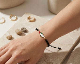 Handcrafted Adjustable Palestine Map Bracelet, Support Palestine
