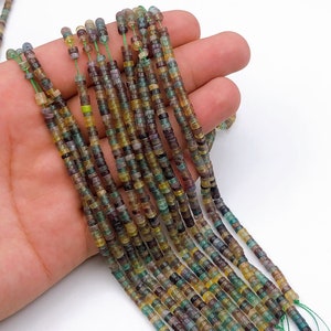 4mm Fluorite Faceted Tire Shape Beads, Smooth Heishi Wheel Cut Fluorite Beads, Wholesale Gemstone Bead