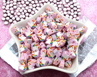 10mm Unicorn Polymer Clay Beads: Animal Charms, Jewelry Making (40pcs)