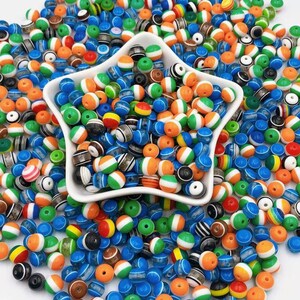 8mm Striped Acrylic Beads: Mixed Color Gumball Beads