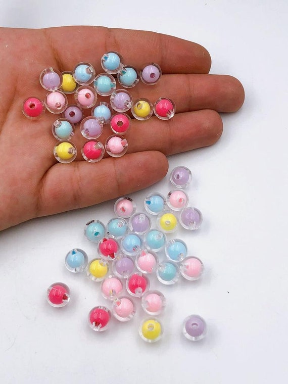 10mm Mixed Color Transparent Round Acrylic Bead Acrylic Beads for