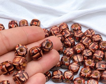Natural Wood Brown Spacer Beads for Craft Supplies, Square Shaped Assorted Wooden Beads for Jewelry Making