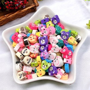 Polymer Clay Animal Pattern Spacer Beads for Jewelry Making, Colored Clay Beads for DIY Craft Supplies
