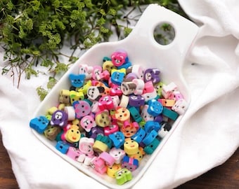 10mm Animal Polymer Clay Beads: Heishi Fimo Slices, Assorted Cat Beads (40pcs)