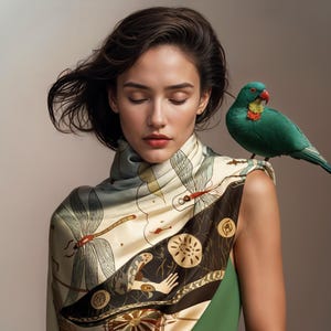 NOE MI &#39;The Navigator&#39; Square Silk-Twill Scarf. Made in UK