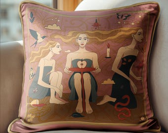 NOE MI 'Apple Afair', Square Velvet Cushion. Made in UK