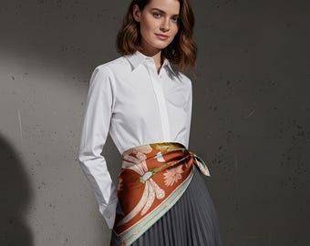 NOE MI 'Lunar Empress' Square Silk Scarf. Made in UK