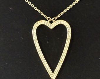 Pingente de coração alongado com strass banhado a prata Brighton 36 correntes vintage com 2 extensões