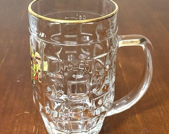 Vintage Heidelberg German Beer Glass Mug Gold Trim