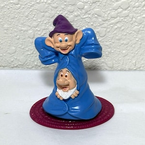Vintage Dopey Doc Spinning Figure Walt Disney Snow White Cake Topper 3.25