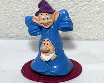 Figura giratoria vintage de Dopey Doc, Walt Disney, Blancanieves, adorno para tarta, 3,25