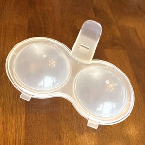 Double Egg Poacher Microwaveable Plastic Folding Clear Vintage Brunch Breakfast