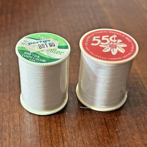 2 Vintage Spools White Thread Perrys American Thread