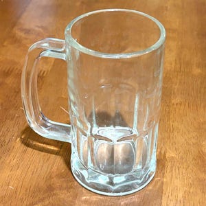 Vintage Clear Glass Beer Stein / Mug 5&quot; Tall