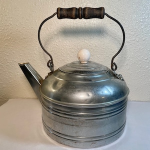 Vintage Chrome Plated Solid Copper Tea Kettle, Marked 1801 Revere Ware Teapot