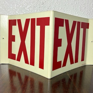 V-Shaped Projecting Exit Sign, 8 x 14-1/2" Glow In The Dark