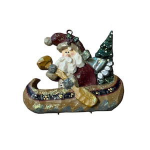 Kurt S. Adler Babbo Natale Canoa Albero di Natale Ornamento 3&quot; X 2.25&quot; Pesca