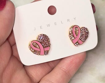 Roze lint strass hartoorbellen dames Breast Cancer Awareness-sieraden