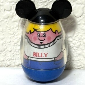 Walt Disney Weeble Wobble Billy vintage degli anni &#39;70 con orecchie di Topolino, altezza 5 cm