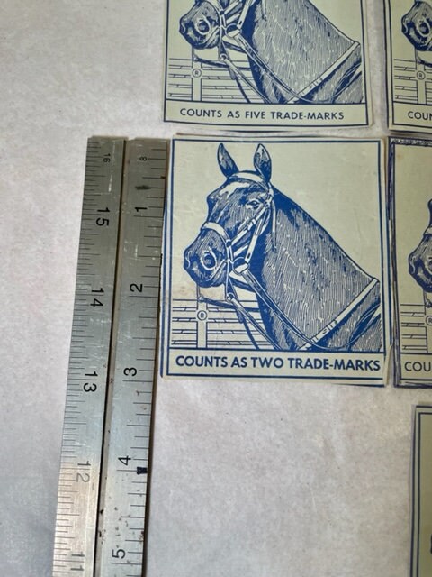 20 PC Vintage Blue Horse Paper Trade-marks Stamps, 3 X 3