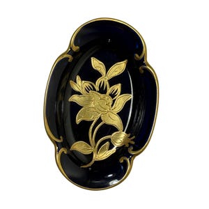 Jlmenau Graf Von Henneberg Porzellan Echt Kobalt Gold Trinket Dish Vtg Germany