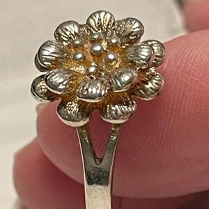 Sterling Silver Flower Ring, Size 7.5, Marked 925, Floral Jewelry, Statement Ring