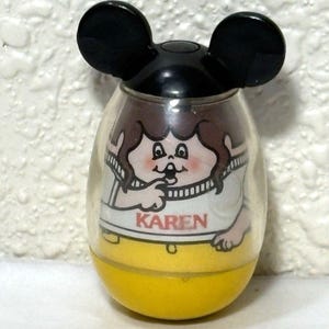 Walt Disney Weeble Wobble Karen vintage anni &#39;70 con orecchie di Topolino, 3 pollici