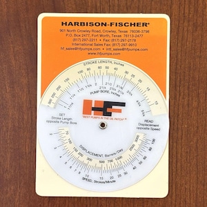 Vintage Harbison Fischer Circular Slide Ruler Pump Speed Calculator