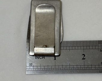 Vintage Stainless Steel Money Clip Folding Pocket Knife / Nail