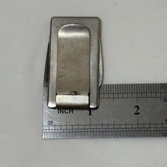 Vintage Stainless Steel Money Clip Folding Pocket Knife / Nail