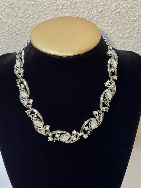 Vintage Signed Coro Rhinestone Necklace / Choker,… - image 1