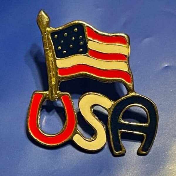 Vintage USA rouge blanc et bleu émail drapeau patriotique revers chapeau épingle cravate Tack finition or.