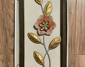 Framed Flower Metal Wall Art, Decor, 8 x 15”, Country Farmhouse, Rustic