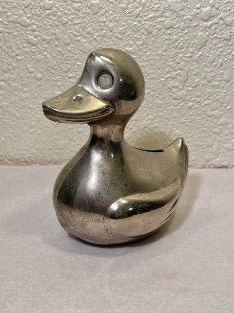 Vintage 5 Silver Plated Duck Coin / Piggy Bank, No Key 