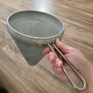 Vintage 1950’s Aluminum Canning Strainer Sieve-Colander-Food Mill Ricer, 8” x 6-3/4”
