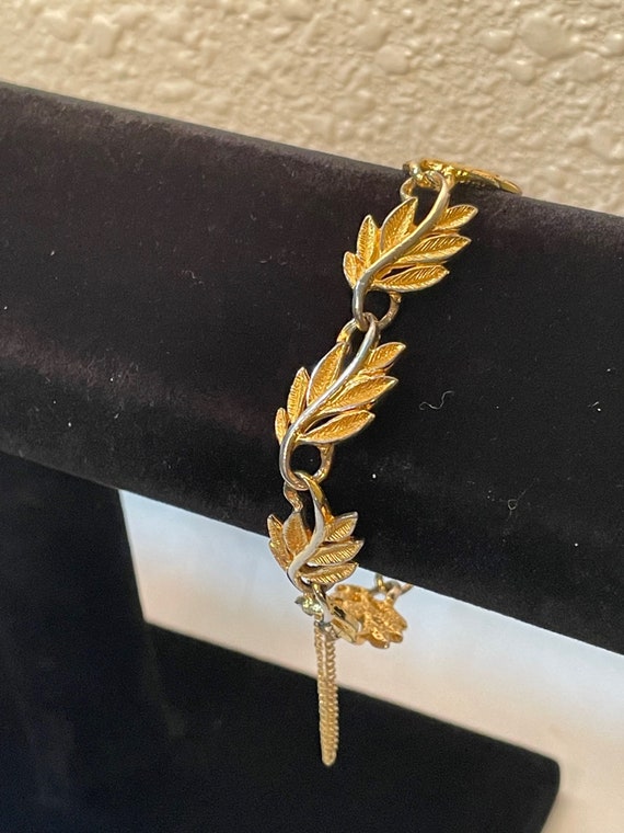 Vintage Napier Gold Leaf Chain Bracelet, Safety Ch