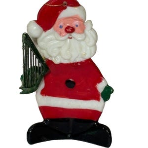 Vintage 4&quot; Plastic Santa Christmas Ornament