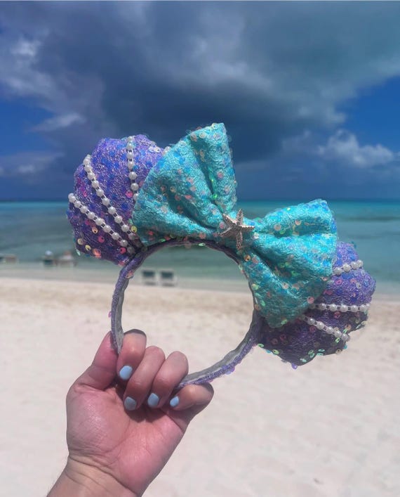 Sequin Shell Mouse Ears: Ariel Inspired Pearl Headband - Etsy